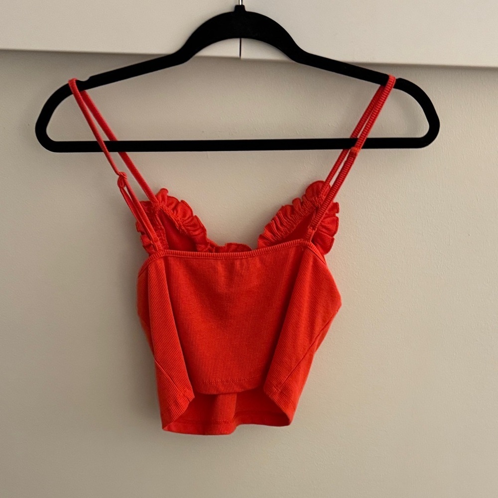 Red ribbed cropped top - Picture 5 of 5